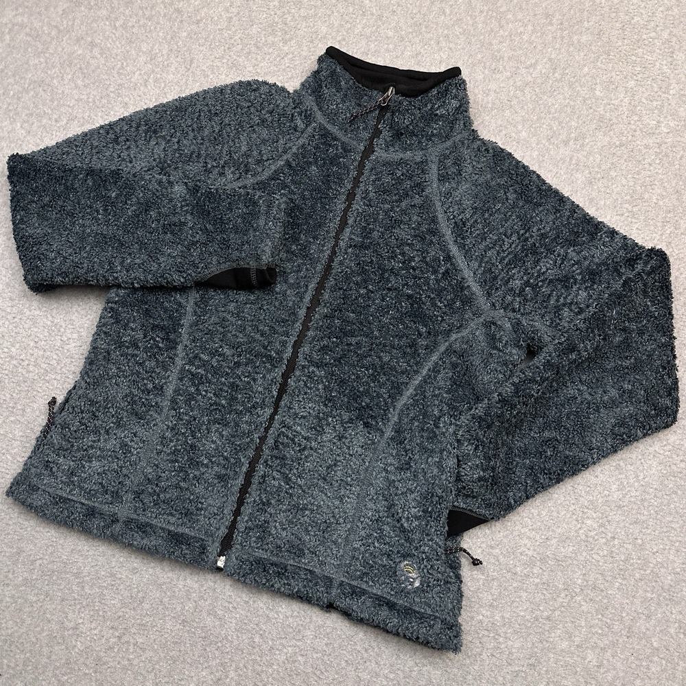 Mountain Hardwear Poodle Fleece Jacket Womens Medium Blue USA Full Zip Mock Neck